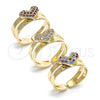 Oro Laminado Baby Ring, Gold Filled Style Heart Design, with Garnet Micro Pave, Polished, Golden Finish, 01.233.0020.1 (One size fits all)