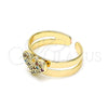 Oro Laminado Baby Ring, Gold Filled Style Heart Design, with Multicolor Micro Pave, Polished, Golden Finish, 01.233.0020.2 (One size fits all)
