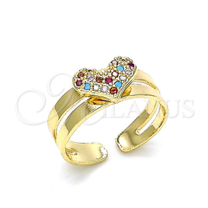 Gold Filled Ring — Baby Ring Heart Design with Multicolor Micro Pave — main product view — SKU 133754 | Oro Laminado anillo — Baby Ring corazón diseño with Multicolor Micro Pave — SKU 133754