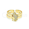 Oro Laminado Baby Ring, Gold Filled Style Butterfly Design, with White Micro Pave, Polished, Golden Finish, 01.233.0021 (One size fits all)