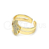 Oro Laminado Baby Ring, Gold Filled Style Butterfly Design, with White Micro Pave, Polished, Golden Finish, 01.233.0021 (One size fits all)