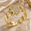 Oro Laminado Baby Ring, Gold Filled Style Butterfly Design, with White Micro Pave, Polished, Golden Finish, 01.233.0021 (One size fits all)