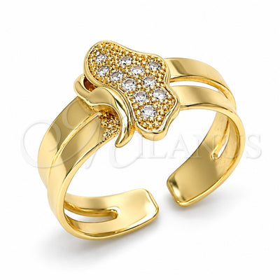 Oro Laminado Baby Ring, Gold Filled Style Butterfly Design, with White Micro Pave, Polished, Golden Finish, 01.233.0021 (One size fits all)