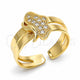 Oro Laminado Baby Ring, Gold Filled Style Butterfly Design, with White Micro Pave, Polished, Golden Finish, 01.233.0021 (One size fits all)