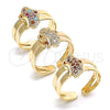 Oro Laminado Baby Ring, Gold Filled Style Butterfly Design, with White Micro Pave, Polished, Golden Finish, 01.233.0021 (One size fits all)