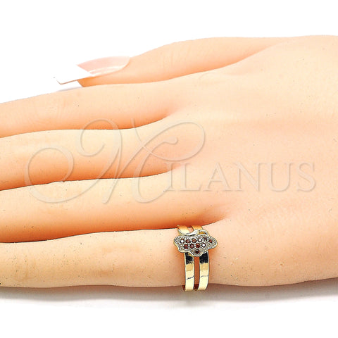 Oro Laminado Baby Ring, Gold Filled Style Butterfly Design, with Garnet Micro Pave, Polished, Golden Finish, 01.233.0021.1 (One size fits all)