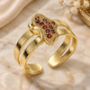 Oro Laminado Baby Ring, Gold Filled Style Butterfly Design, with Garnet Micro Pave, Polished, Golden Finish, 01.233.0021.1 (One size fits all)