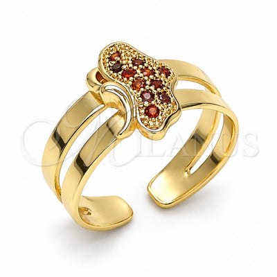 Oro Laminado Baby Ring, Gold Filled Style Butterfly Design, with Garnet Micro Pave, Polished, Golden Finish, 01.233.0021.1 (One size fits all)