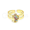 Oro Laminado Baby Ring, Gold Filled Style Butterfly Design, with Multicolor Micro Pave, Polished, Golden Finish, 01.233.0021.2 (One size fits all)