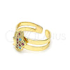 Oro Laminado Baby Ring, Gold Filled Style Butterfly Design, with Multicolor Micro Pave, Polished, Golden Finish, 01.233.0021.2 (One size fits all)