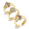 Oro Laminado Baby Ring, Gold Filled Style Butterfly Design, with Multicolor Micro Pave, Polished, Golden Finish, 01.233.0021.2 (One size fits all)