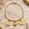 Oro Laminado Charm Bracelet, Gold Filled Style Heart and Mariner Design, Polished, Golden Finish, 03.32.0270.07