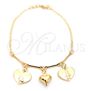 Gold Filled Bracelet — Charm Bracelet Heart and Mariner Design Polished 03.32. — main product view — SKU 133761 | Oro Laminado brazalete — Charm Bracelet corazón and Mariner diseño pulido 03.32. — SKU 133761