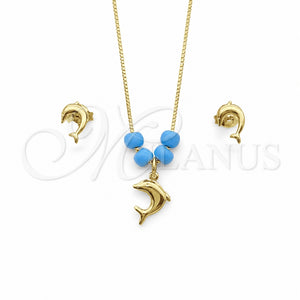 Gold Filled Ring — Earring and Pendant Adult Set Dolphin and Box — main product view — SKU 133775 | Oro Laminado anillo — Earring and Pendant Adult Set Dolphin and Box — SKU 133775