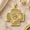 Oro Laminado Religious Pendant, Gold Filled Style Cross and Jesus Design, Resin Finish, Golden Finish, 05.09.0086