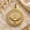 Oro Laminado Religious Pendant, Gold Filled Style Eagle Design, Resin Finish, Golden Finish, 05.09.0087