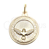 Oro Laminado Religious Pendant, Gold Filled Style Eagle Design, Resin Finish, Golden Finish, 05.09.0087