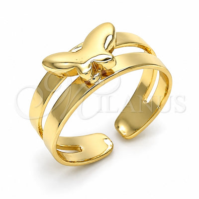 Oro Laminado Toe Ring, Gold Filled Style Butterfly Design, Polished, Golden Finish, 01.233.0023 (One size fits all)