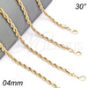 Oro Laminado Basic Necklace, Gold Filled Style Rope Design, Polished, Golden Finish, 04.213.0102.30 (04 MM Thickness, 30 Inches Length)
