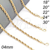 Oro Laminado Basic Necklace, Gold Filled Style Rope Design, Polished, Golden Finish, 04.213.0102.30 (04 MM Thickness, 30 Inches Length)