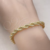 Oro Laminado Basic Bracelet, Gold Filled Style Rope Design, Polished, Golden Finish, 04.213.0206.08 (06 MM Thickness, 8 Inches Length)