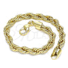 Oro Laminado Basic Bracelet, Gold Filled Style Rope Design, Polished, Golden Finish, 04.213.0206.08 (06 MM Thickness, 8 Inches Length)
