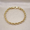 Oro Laminado Basic Bracelet, Gold Filled Style Rope Design, Polished, Golden Finish, 04.213.0206.08 (06 MM Thickness, 8 Inches Length)