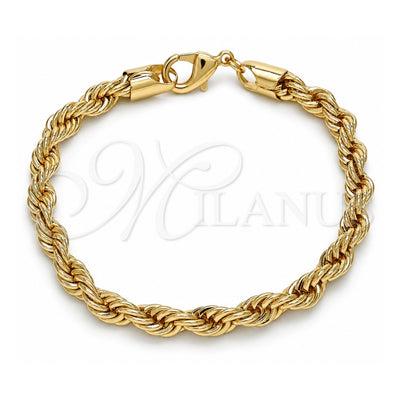 Oro Laminado Basic Bracelet, Gold Filled Style Rope Design, Polished, Golden Finish, 04.213.0206.08 (06 MM Thickness, 8 Inches Length)