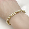 Oro Laminado Basic Bracelet, Gold Filled Style Rope Design, Polished, Golden Finish, 04.213.0207.08 (07 MM Thickness, 8 Inches Length)