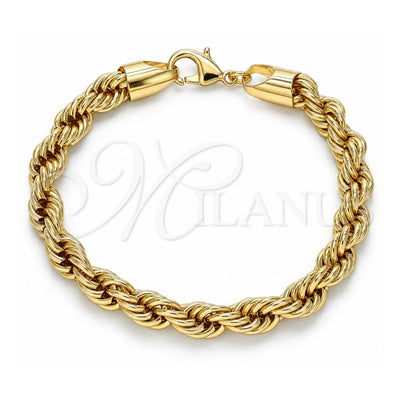 Oro Laminado Basic Bracelet, Gold Filled Style Rope Design, Polished, Golden Finish, 04.213.0207.08 (07 MM Thickness, 8 Inches Length)