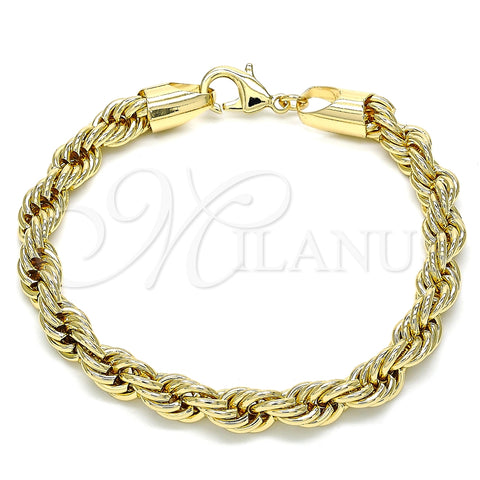 Oro Laminado Basic Bracelet, Gold Filled Style Rope Design, Polished, Golden Finish, 04.213.0207.08 (07 MM Thickness, 8 Inches Length)