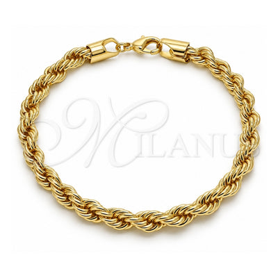Oro Laminado Basic Anklet, Gold Filled Style Rope Design, Polished, Golden Finish, 04.213.0207.10 (07 MM Thickness, 10 Inches Length)