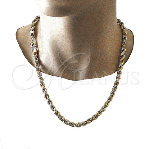 Oro Laminado Basic Necklace, Gold Filled Style Rope Design, Polished, Golden Finish, 04.213.0207.24 (07 MM Thickness, 24 Inches Length)
