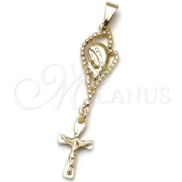Gold Filled Pendant — Religious Pendant Cross and Jesus Design Polished 05.09. — main product view — SKU 133816 | Oro Laminado dije — Religious Pendant cruz and Jesus diseño pulido 05.09. — SKU 133816