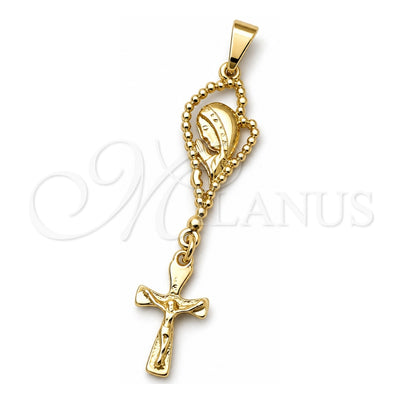 Oro Laminado Religious Pendant, Gold Filled Style Cross and Jesus Design, Polished, Golden Finish, 05.09.0094