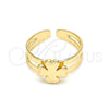 Oro Laminado Toe Ring, Gold Filled Style Four-leaf Clover Design, Polished, Golden Finish, 01.233.0025 (One size fits all)