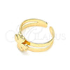 Oro Laminado Toe Ring, Gold Filled Style Four-leaf Clover Design, Polished, Golden Finish, 01.233.0025 (One size fits all)