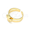 Oro Laminado Toe Ring, Gold Filled Style Four-leaf Clover Design, Polished, Golden Finish, 01.233.0025 (One size fits all)