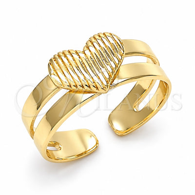 Oro Laminado Toe Ring, Gold Filled Style Heart Design, Polished, Golden Finish, 01.233.0026 (One size fits all)