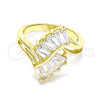 Oro Laminado Multi Stone Ring, Gold Filled Style Baguette Design, with White Cubic Zirconia, Polished, Golden Finish, 01.283.0016.07 (Size 7)