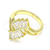 Oro Laminado Multi Stone Ring, Gold Filled Style Baguette Design, with White Cubic Zirconia, Polished, Golden Finish, 01.283.0016.09 (Size 9)