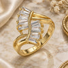Oro Laminado Multi Stone Ring, Gold Filled Style Baguette Design, with White Cubic Zirconia, Polished, Golden Finish, 01.283.0016.09 (Size 9)