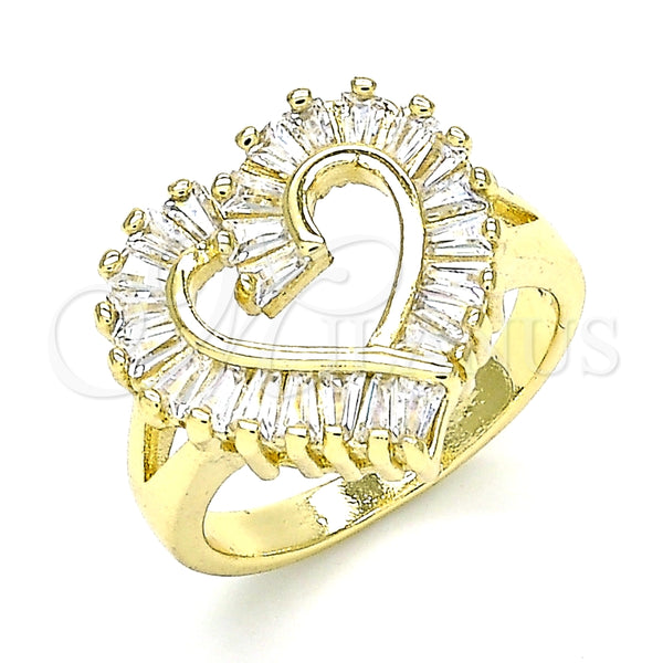 Gold Filled Ring — Multi Stone Ring Heart and Baguette Design with — main product view — SKU 133824 | Oro Laminado anillo — Multi Stone Ring corazón and Baguette diseño with — SKU 133824