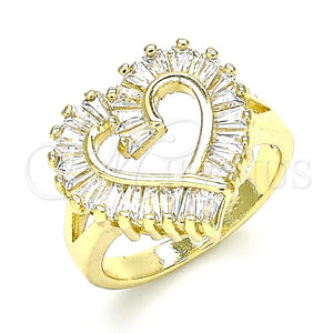 Gold Filled Ring — Multi Stone Ring Heart and Baguette Design with — main product view — SKU 133824 | Oro Laminado anillo — Multi Stone Ring corazón and Baguette diseño with — SKU 133824