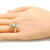 Oro Laminado Multi Stone Ring, Gold Filled Style Baguette Design, with White Cubic Zirconia, Polished, Golden Finish, 01.283.0018.08 (Size 8)