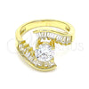 Oro Laminado Multi Stone Ring, Gold Filled Style Baguette Design, with White Cubic Zirconia, Polished, Golden Finish, 01.283.0018.08 (Size 8)
