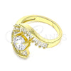 Oro Laminado Multi Stone Ring, Gold Filled Style Baguette Design, with White Cubic Zirconia, Polished, Golden Finish, 01.283.0018.08 (Size 8)