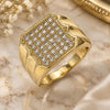 Oro Laminado Mens Ring, Gold Filled Style with White Micro Pave, Polished, Golden Finish, 01.283.0020.10 (Size 10)