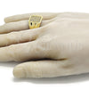 Oro Laminado Mens Ring, Gold Filled Style with White Micro Pave, Polished, Golden Finish, 01.283.0020.11 (Size 11)