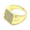 Oro Laminado Mens Ring, Gold Filled Style with White Micro Pave, Polished, Golden Finish, 01.283.0020.12 (Size 12)